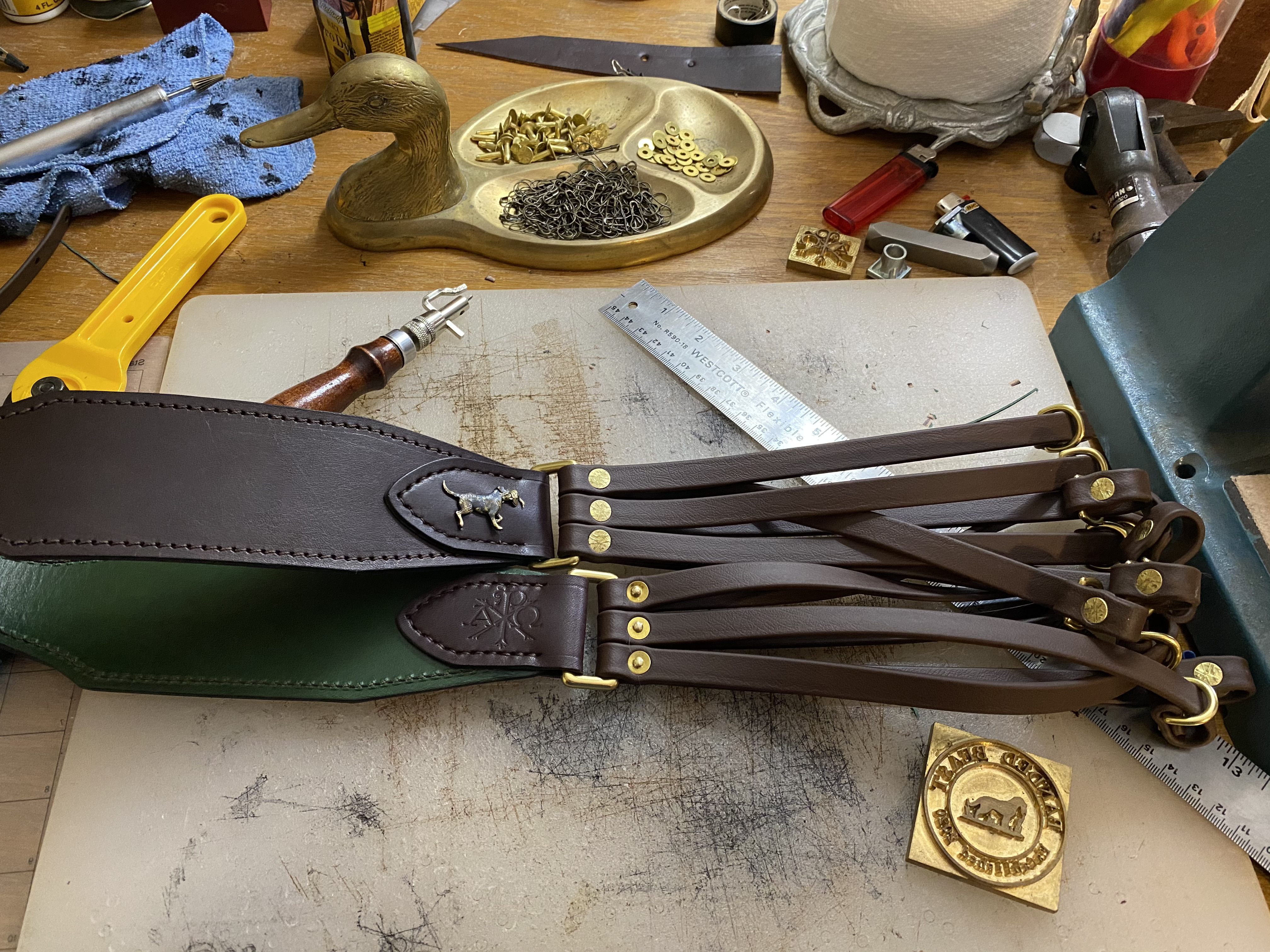 leather strap work station